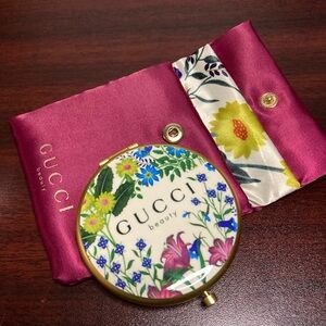 Gucci Floral Cosmetic Mirror with Pink Case GWP